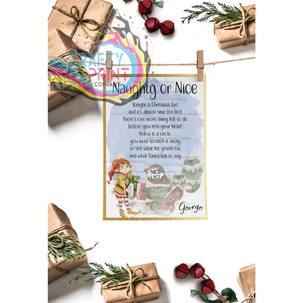 Naughty or Nice List? Postcard Scratch Card - Boy Elf