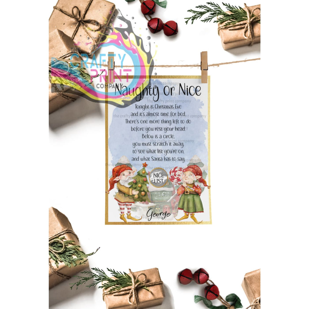 Naughty or Nice List? Postcard Scratch Card - Old Elves