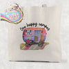 One Happy Camper Cotton Tote Bag - Natural - Shopping Totes