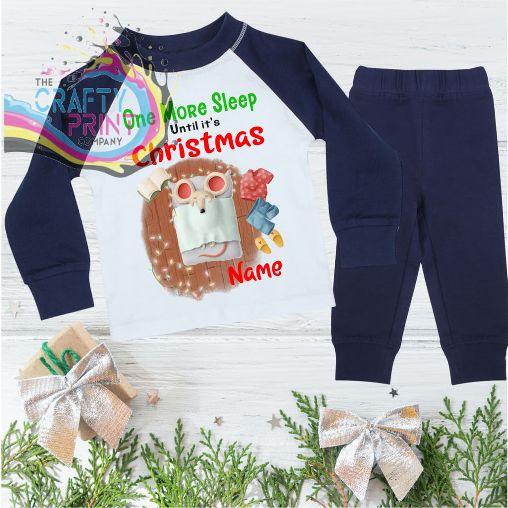 One More Sleep Mouse Personalised Pyjamas - Blue