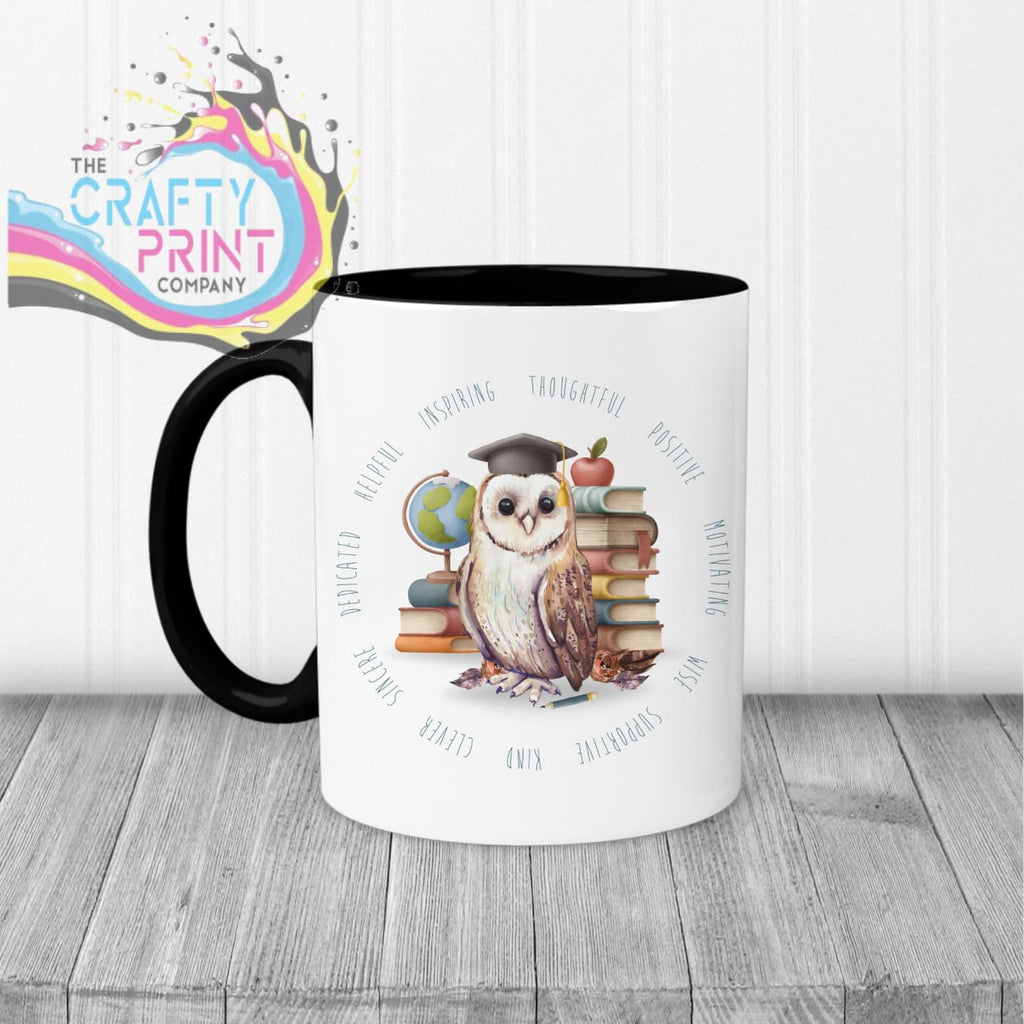 Owl Books Teacher Mug - Black Handle & Inner / Male - Mugs