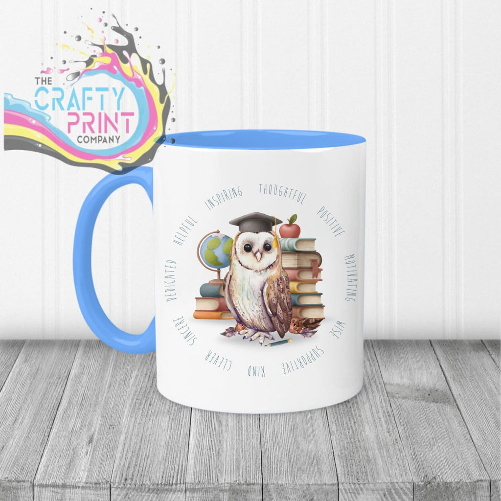 Owl Books Teacher Mug - Blue Handle & Inner / Male - Mugs