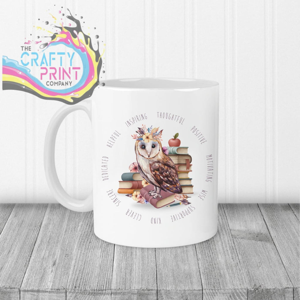 Owl Books Teacher Mug - White Handle & Inner / Female - Mugs