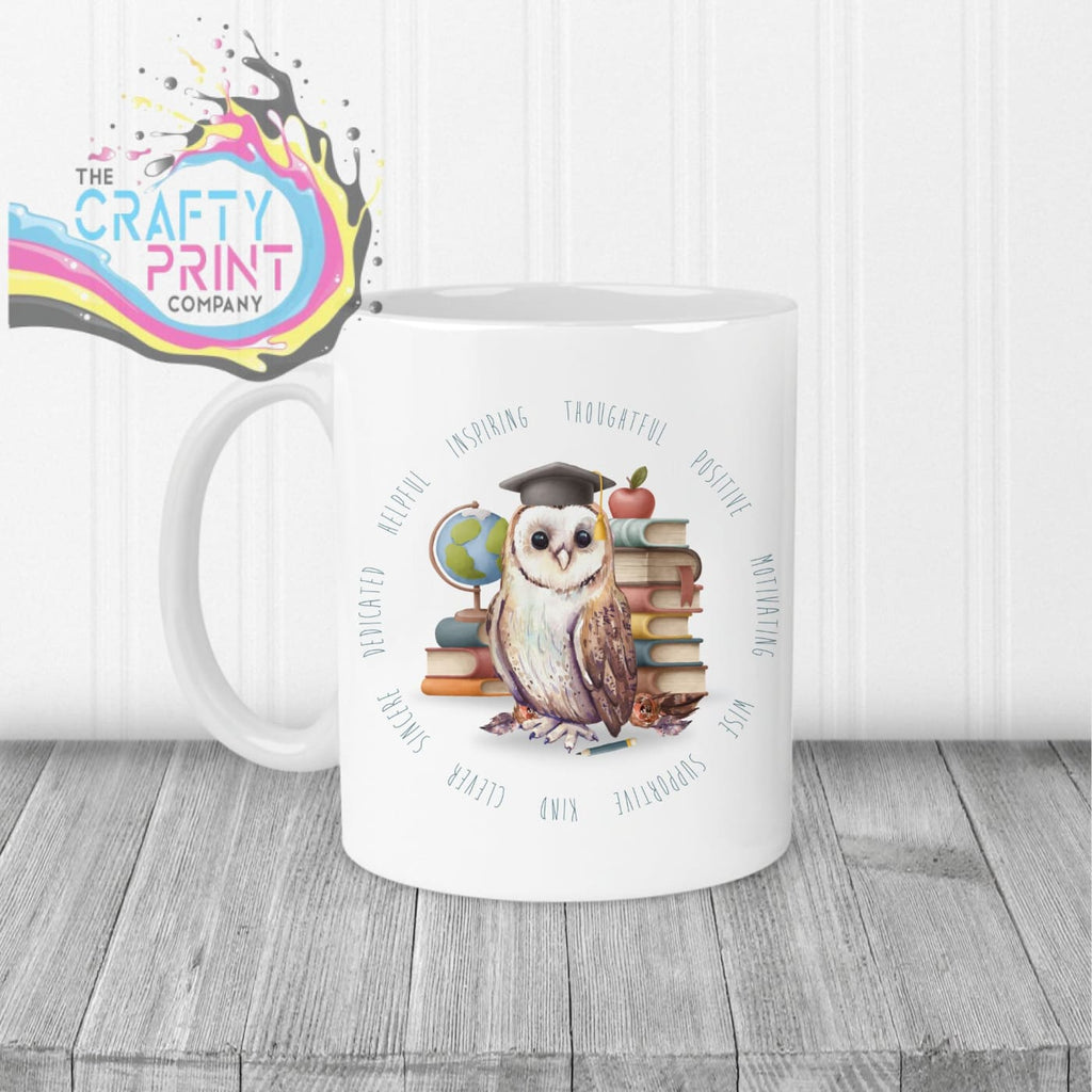 Owl Books Teacher Mug - White Handle & Inner / Male - Mugs