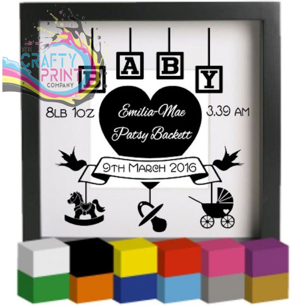 Personalised Baby Birth with blocks Vinyl Decal Sticker