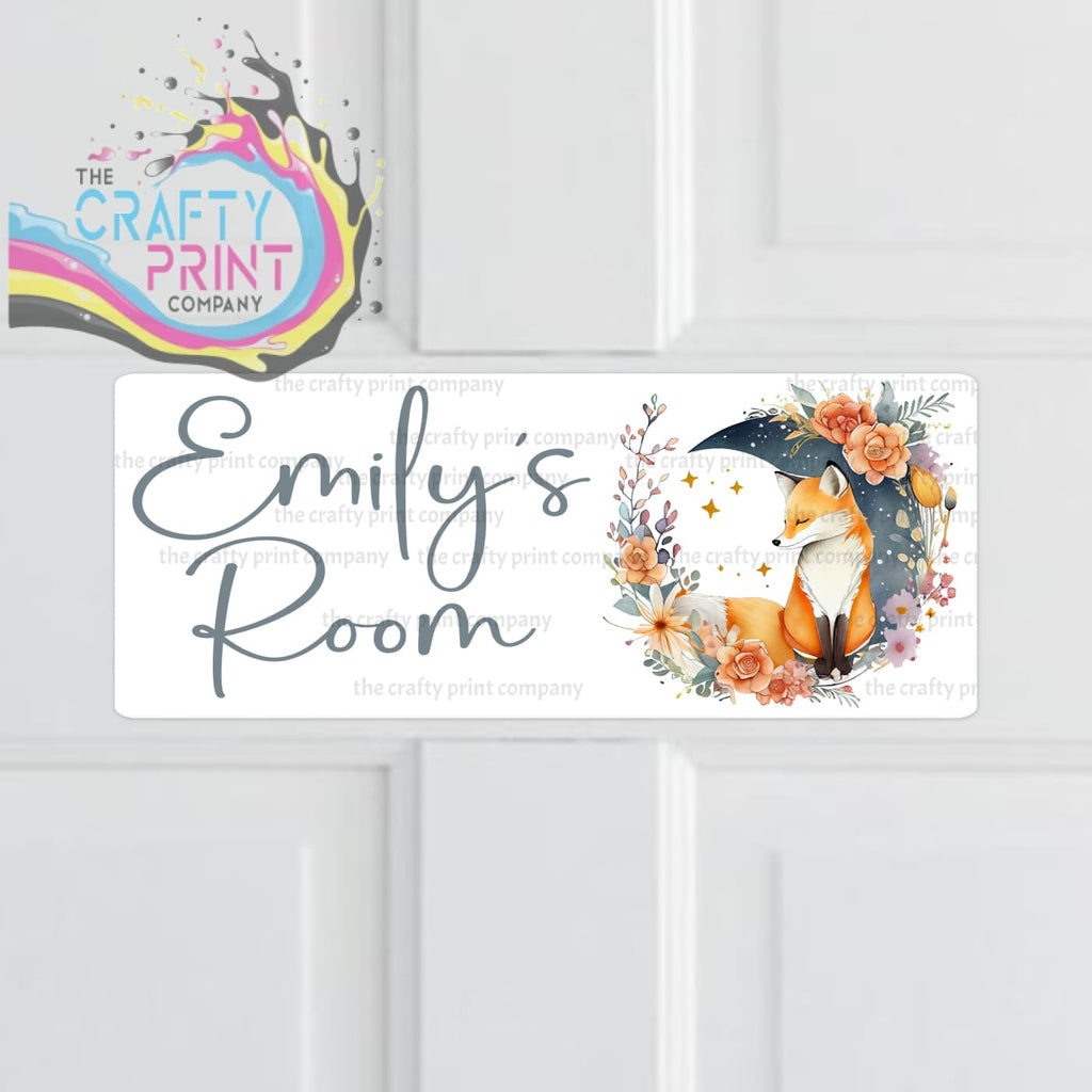 Personalised Fox Moon Metal Bedroom Door Sign