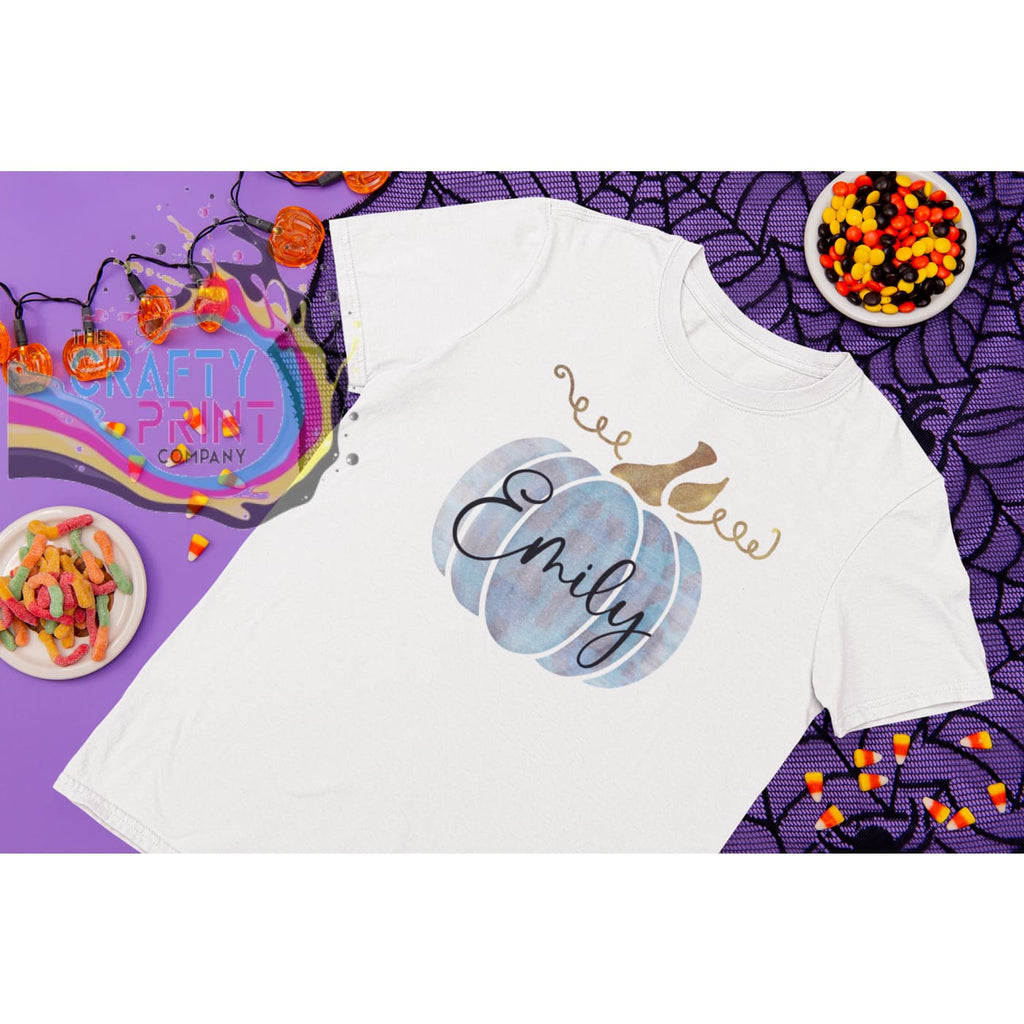 Personalised Halloween Pumpkin Children’s T-shirt - Blue