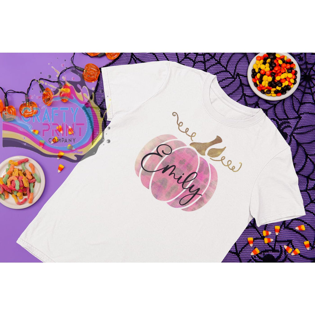 Personalised Halloween Pumpkin Children’s T-shirt - Pink