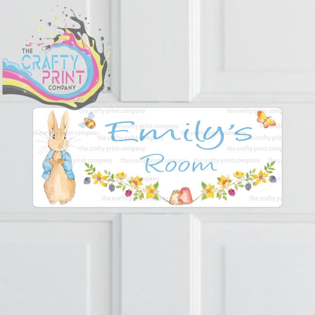 Personalised Peter Rabbit Metal Bedroom Door Sign - Blue