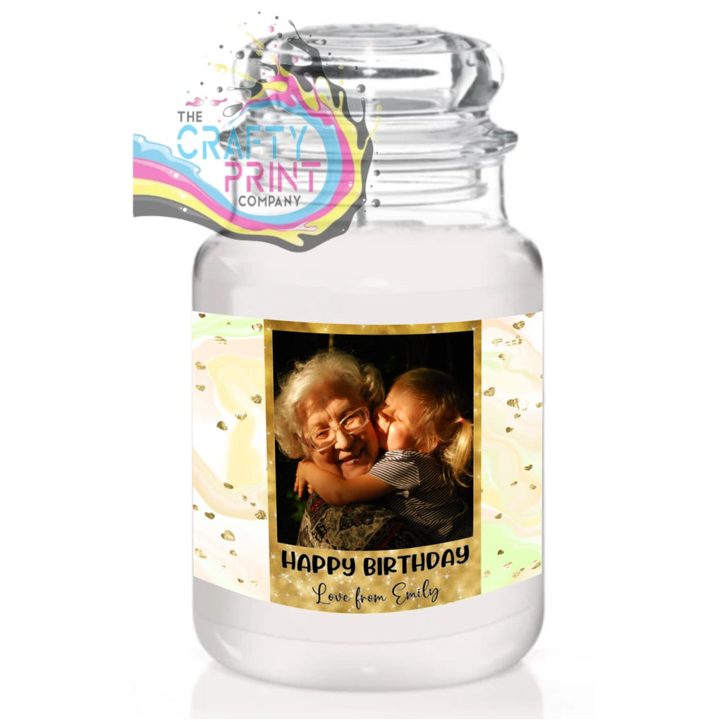 Personalised Photo Happy Birthday Glitter Candle Sticker