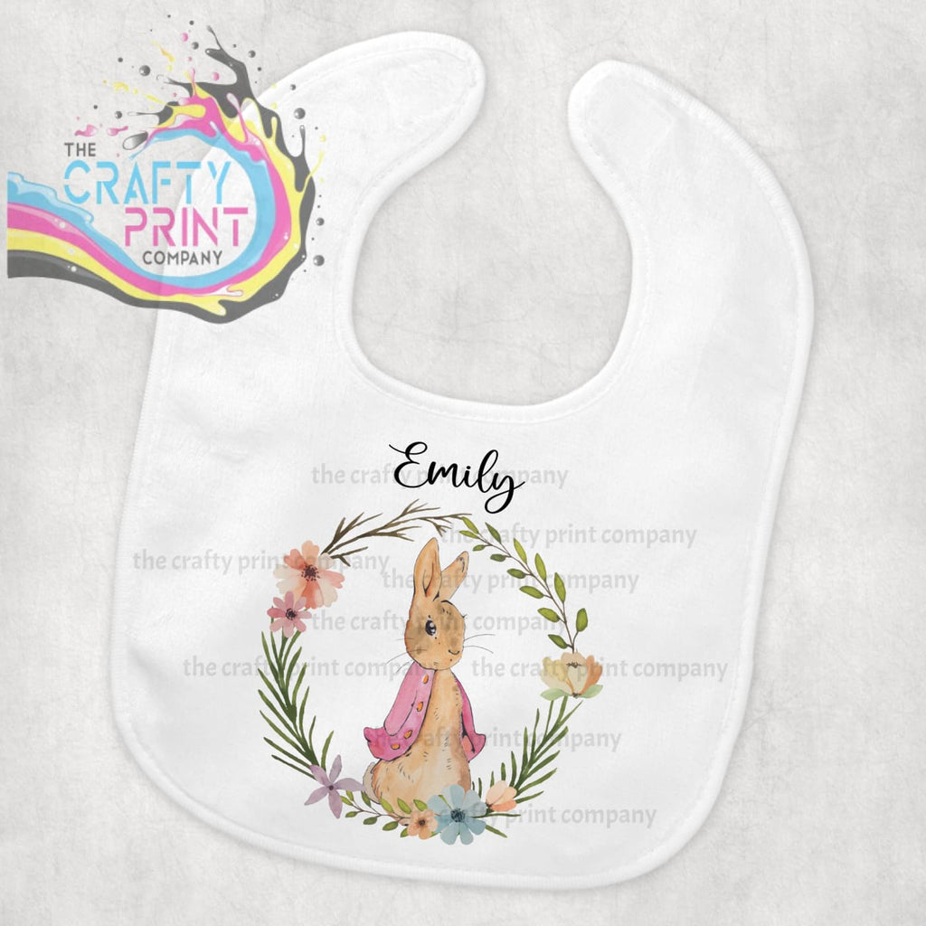 Peter Rabbit Personalised Baby Bib - Pink Coat - & Toddler