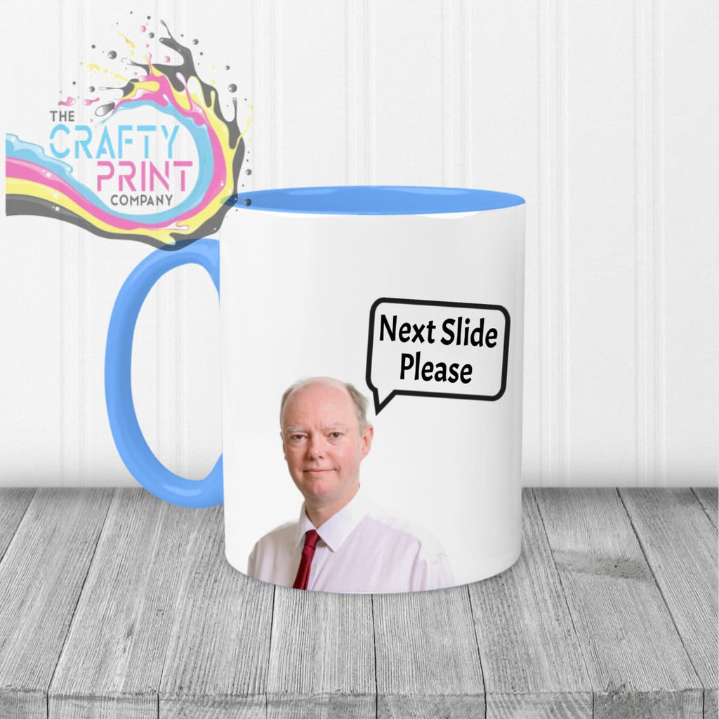 Professor Chris Witty Next Slide Please Mug - Blue Handle &