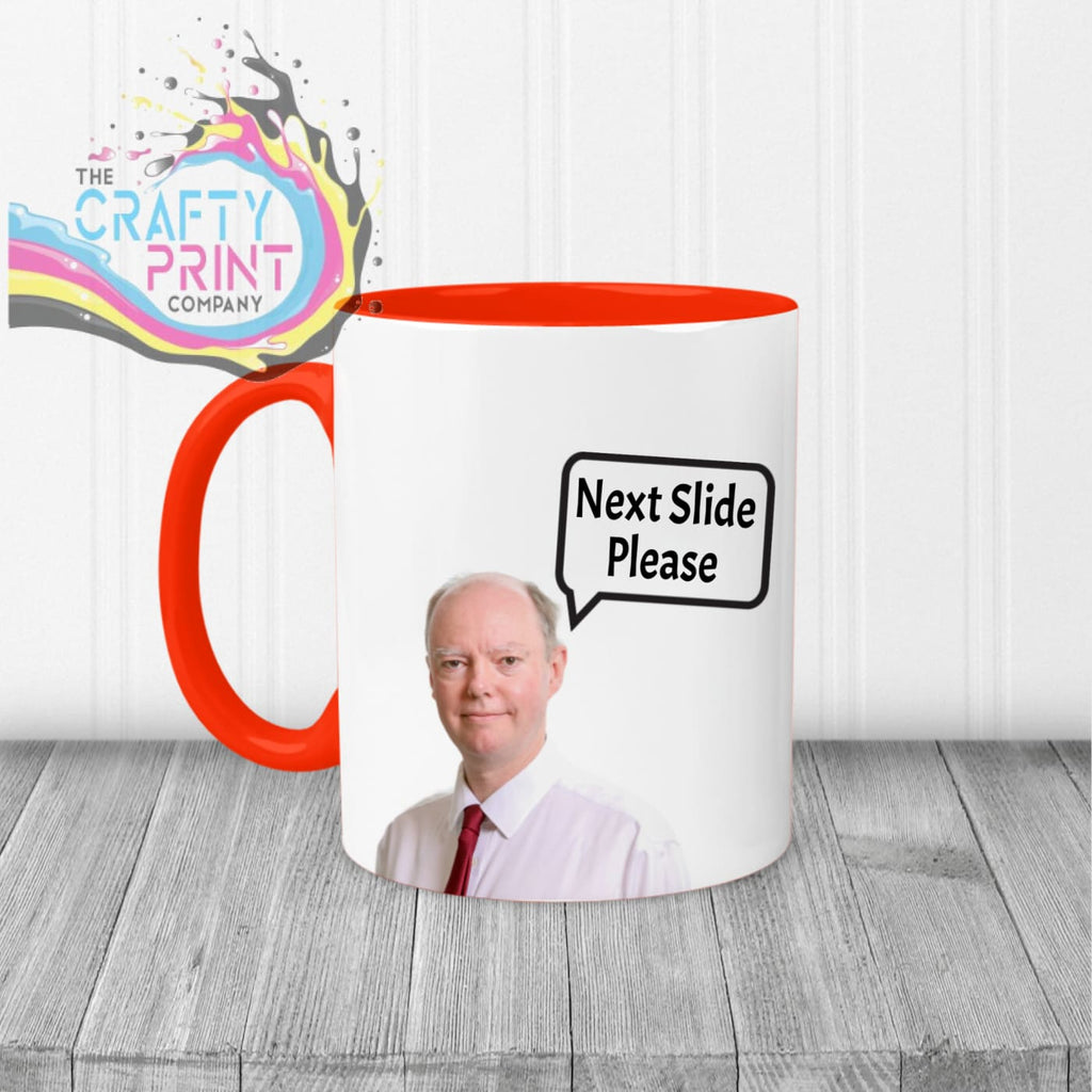 Professor Chris Witty Next Slide Please Mug - Red Handle &