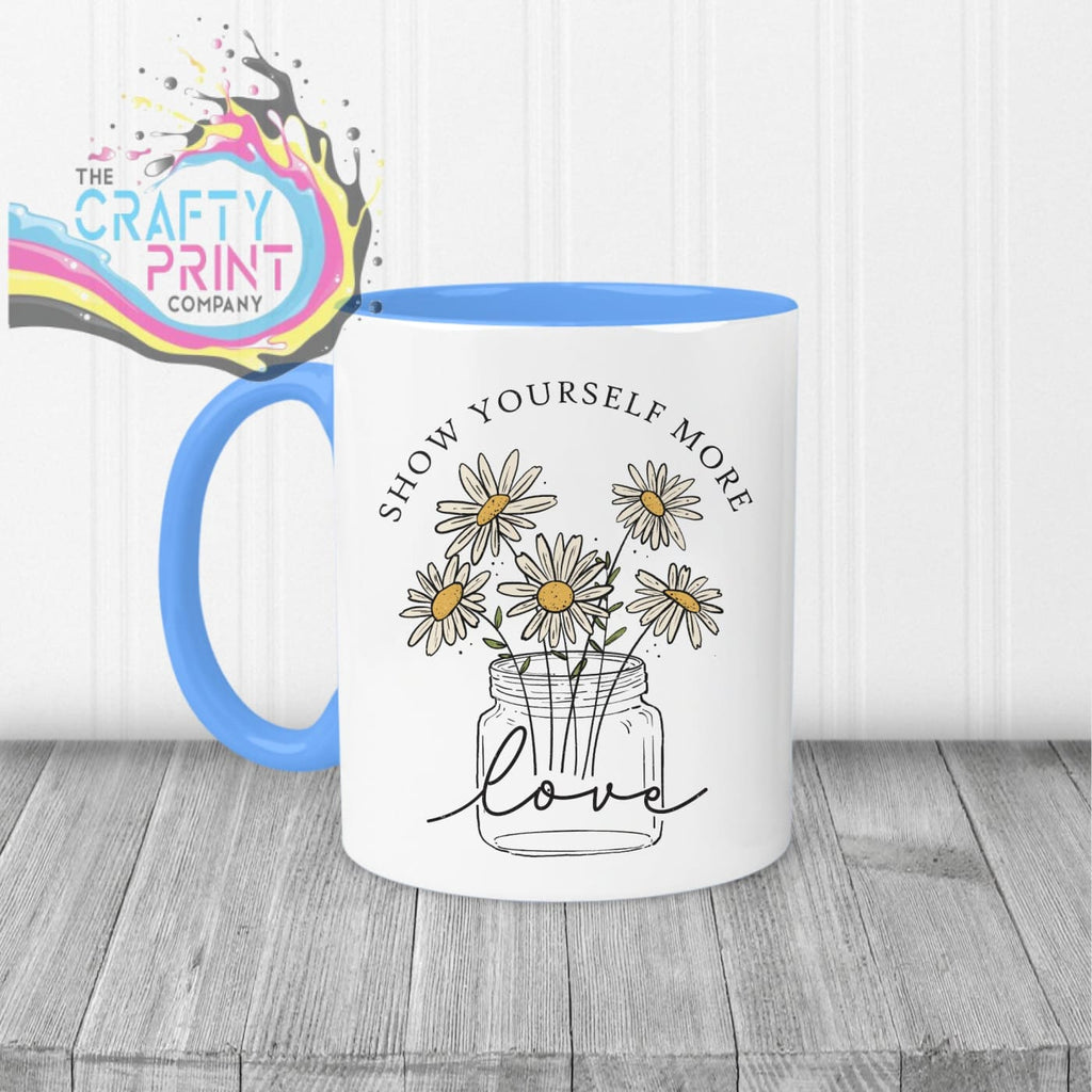 Show yourself more love Mug - Blue Handle & Inner - Mugs