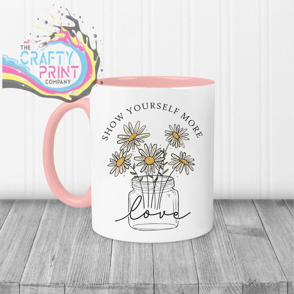 Show yourself more love Mug - Pink Handle & Inner - Mugs