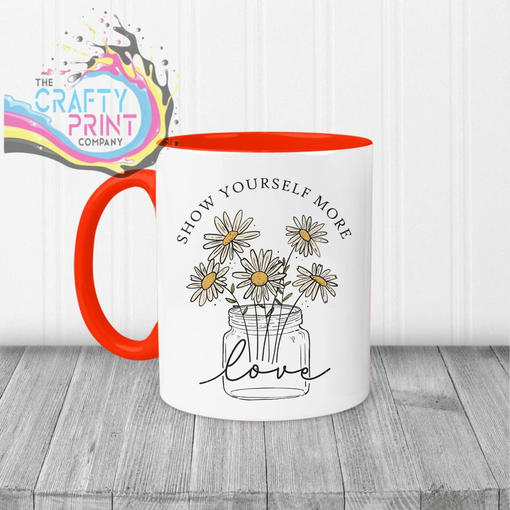 Show yourself more love Mug - Red Handle & Inner - Mugs