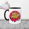 Super Dad Comic Style Mug - Black Handle & Inner - Mugs