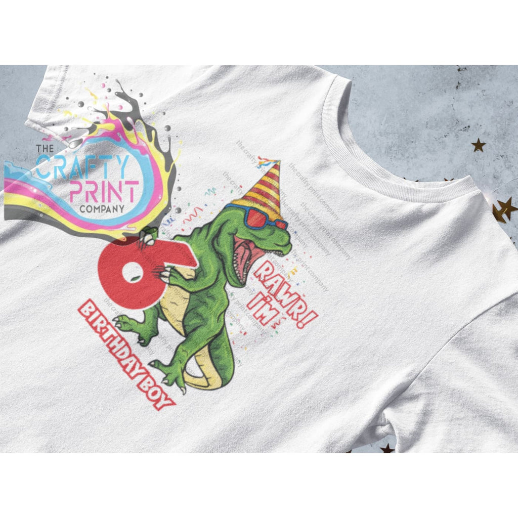 T Rex Dinosaur Age Birthday Boy Children’s T-shirt - Six