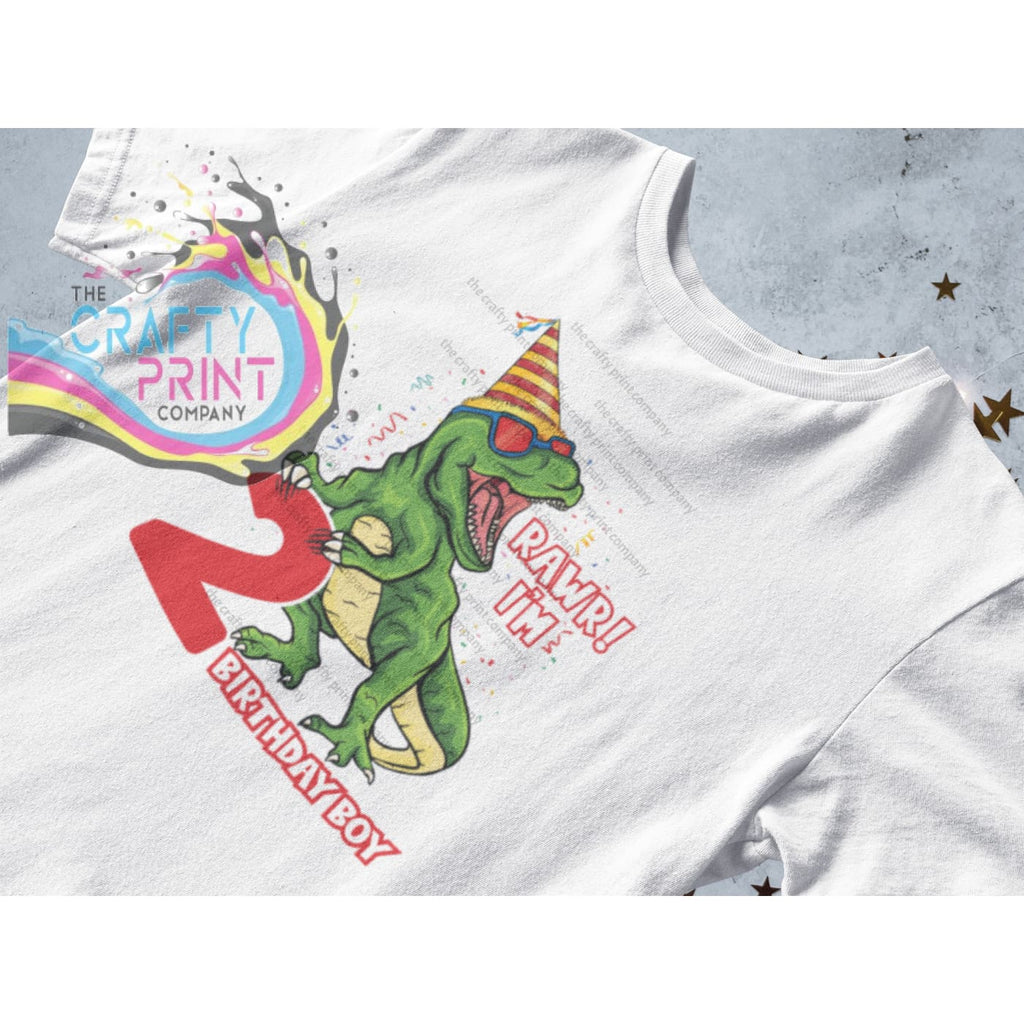 T Rex Dinosaur Age Birthday Boy Children’s T-shirt - Two