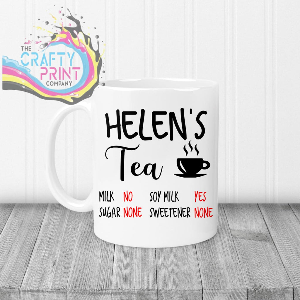 Tea Coffee Ingredients Personalised Mug - White Handle &