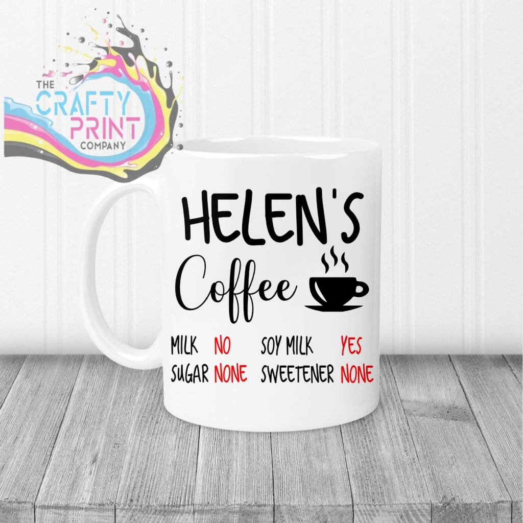 Tea Coffee Ingredients Personalised Mug - White Handle &