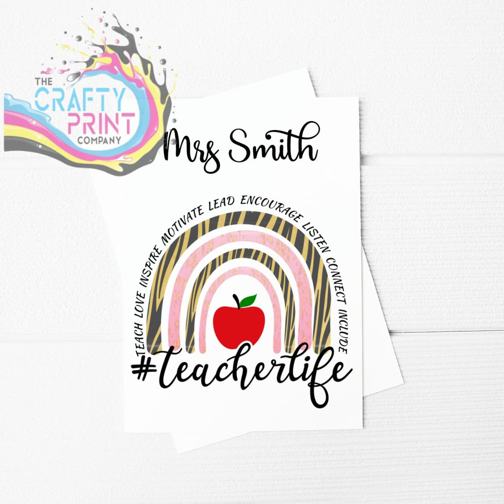 Teach Love Inspire Rainbow Personalised A5 Card & Envelope