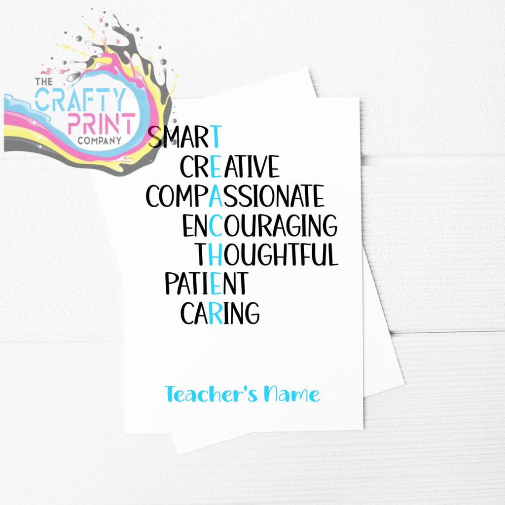 Teacher Definition Personalised A5 Card & Envelope