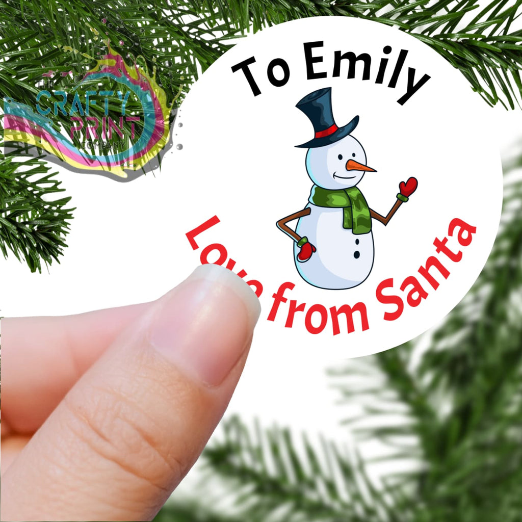 To Name Love from Santa with Snowman Printed Sticker