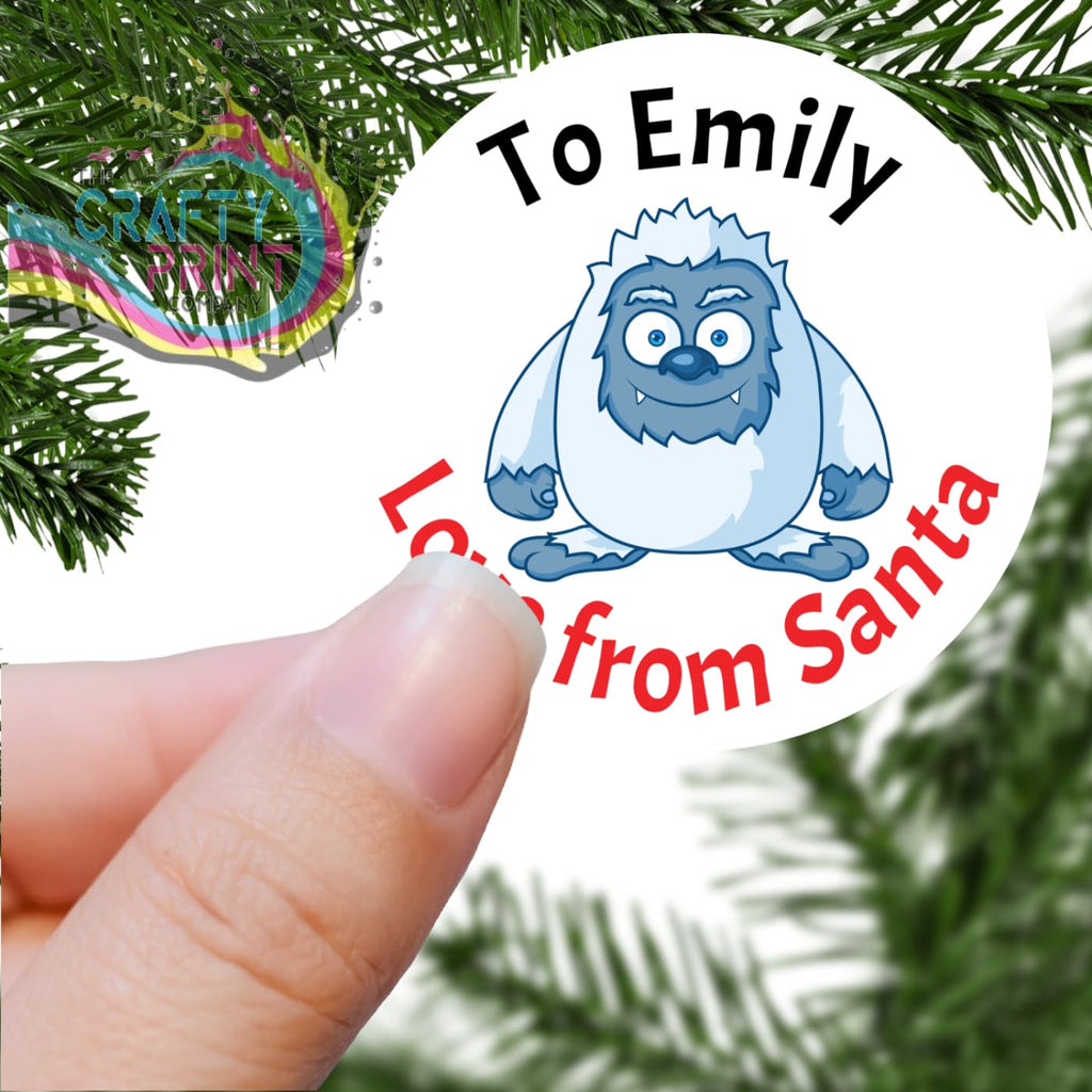 To Name Love from Santa with Yeti Printed Sticker