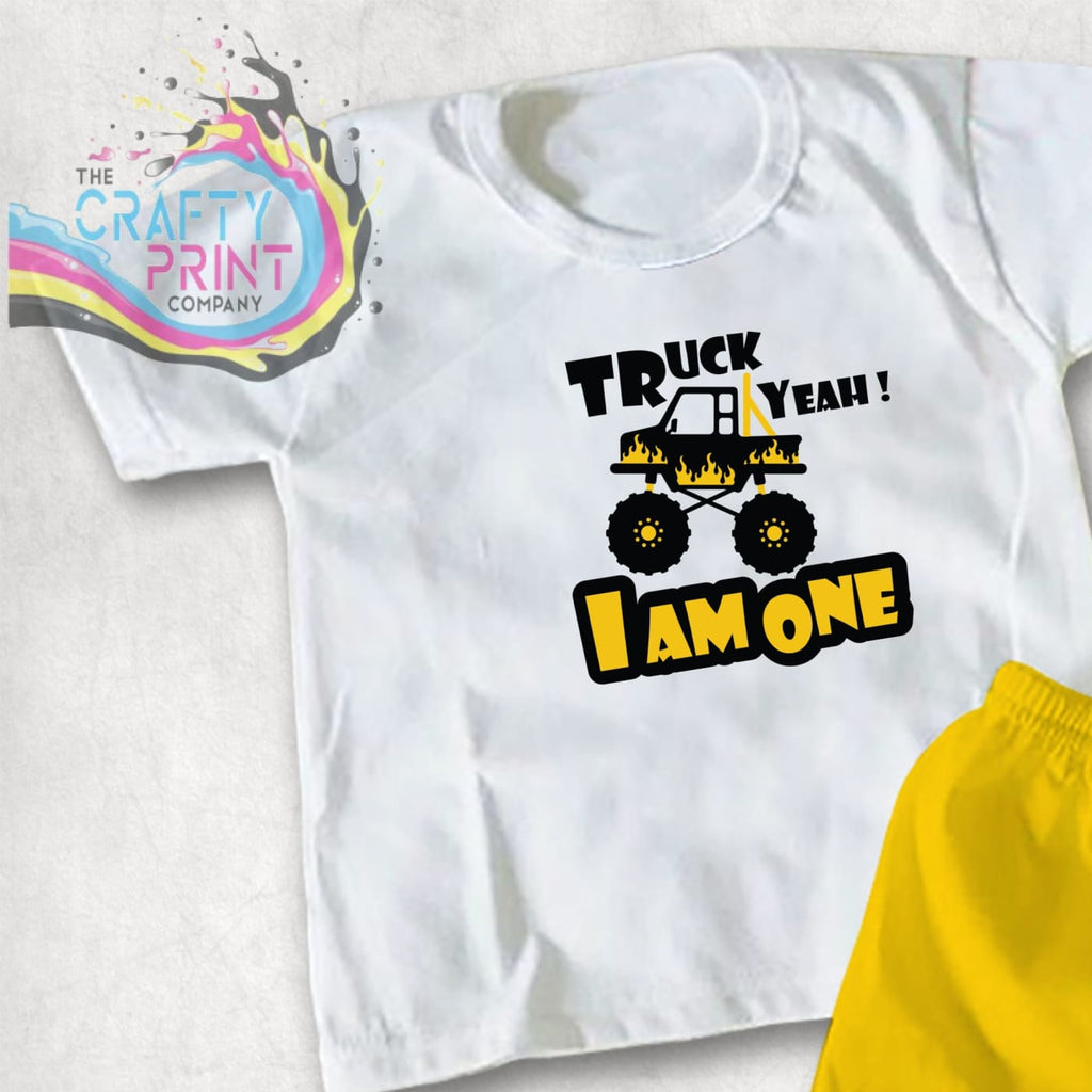 Truck Yeah I am One Children’s T-shirt - White - Shirts &