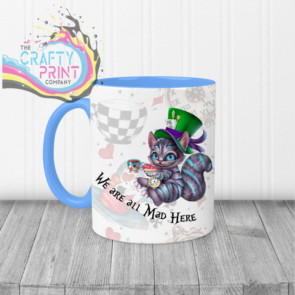 We are all Mad Here Mug - Blue Handle & Inner - Mugs