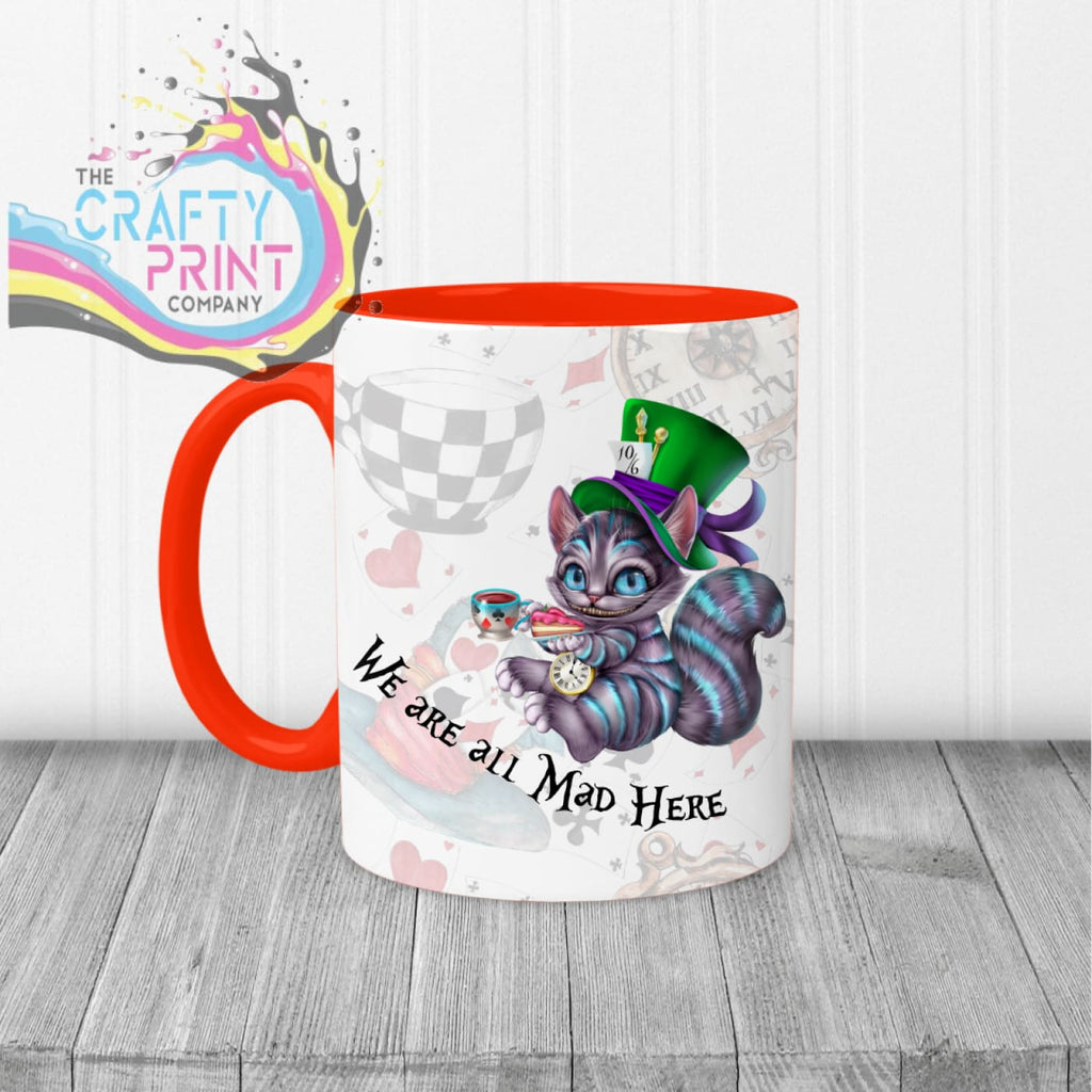 We are all Mad Here Mug - Red Handle & Inner - Mugs