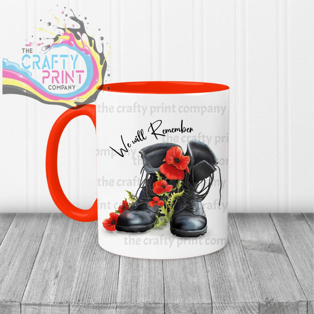 We Will Remember Remembrance Mug - Red Handle & Inner - Mugs