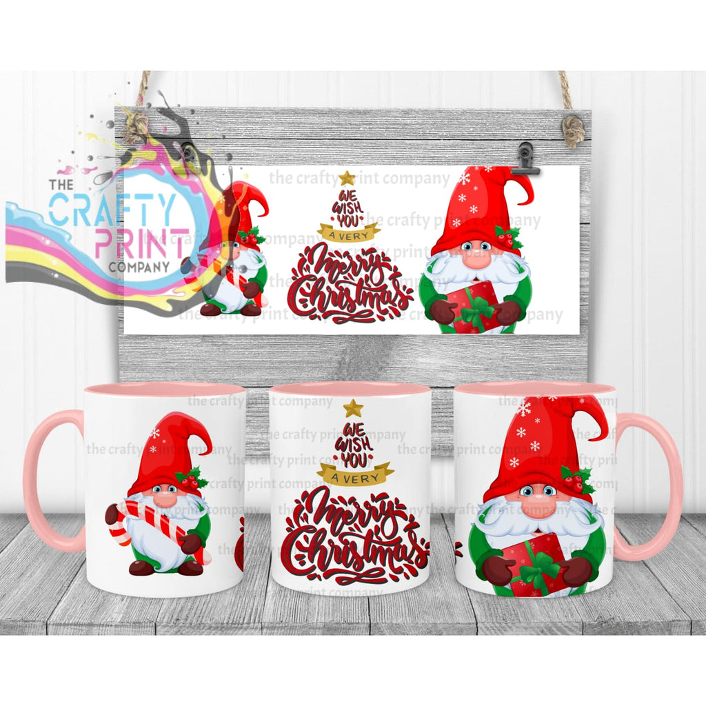 We wish you a very Merry Christmas Gnome Mug - Pink Handle