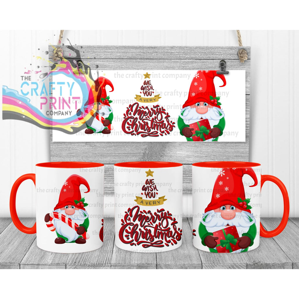 We wish you a very Merry Christmas Gnome Mug - Red Handle &